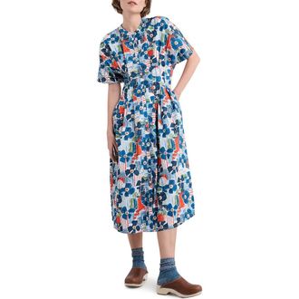 Seasalt Cornwall Lamorna Print Organic Cotton Midi Dress in Table Sketch Chalk at Nordstrom, Size 14 Us