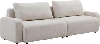 Vente-Unique Sof&aacute; de 4 plazas convertible en chenilla beige YOKIRA