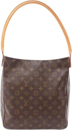 Louis Vuitton Pre-owned Vintage Monogram Canvas Shoulder Bag - Dames - Vintage Schoudertas - Bruin - ONE Size - Leer - Vintage