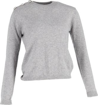 Ganni Ganni Crystal Embellished Jumper In Grey Cashmere