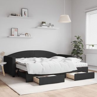 vidaXL Vidaxl - Sof&aacute; Cama Nido Con Cajones Tela Negro 90x200 Cm