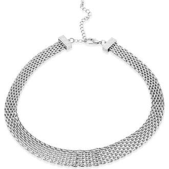 Savvy Cie Jewels Graduated Mesh Greek Key Collar Necklace in Silver at Nordstrom Rack