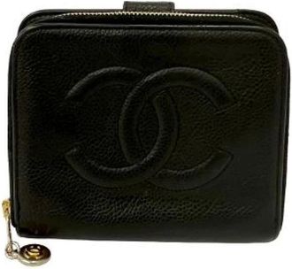 Chanel Pre-owned Caviar Leren Portemonnee - Dames - Vintage Accessoires - Zwart - ONE Size - Vintage
