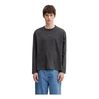 Filling Pieces Tops, Heren, Zwart, XL, Katoen, Boxy Geborduurd Longsleeve