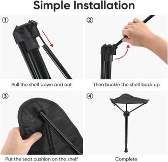 OEM Silla Plegable Port&aacute;til: Taburete De Camping Con 3 Alturas Ajustables, Taburete Plegable Ligero De Aluminio Y Nailon 900d, Camping, Pesca