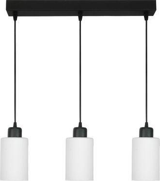 OEM L&aacute;mpara De Techo Colgante Negra Con Pantalla De Cristal Blanco, Loyd Bianco 15-064
