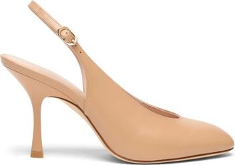 Stuart Weitzman Schoenen, Dames, Beige, 40 1/2 EU, Leer, Madison Slingback Pomp 85