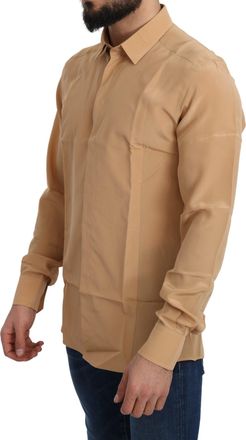 Dolce & Gabbana Yellow 100% Silk GOLD Top Slim Mens Shirt
