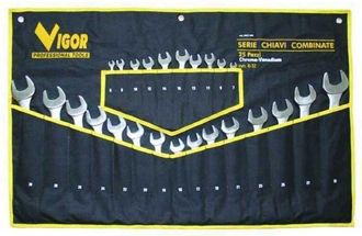Vigor Serie Llaves Combinadas Vigor Crv-din3113 Bolsa Tela Piezas 25
