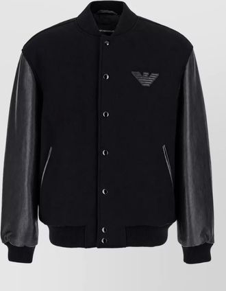 Emporio Armani leather logo bomber jacket
