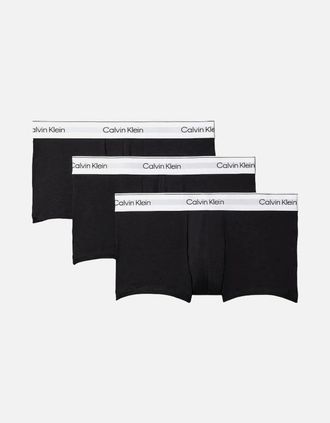 Calvin Klein Mens Calvin Klein 3-Pack Icon Cotton Stretch Low Rise Boxer Trunks, Black/White - Size: 32/34/35
