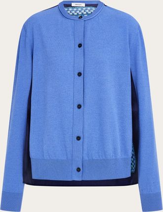 Ferragamo Donna Cardigan in twill di seta Blu