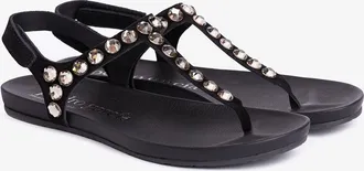 Pedro Garcia Thong sandal with Swarovski crystals in black suede |Judith | Essentials collection | PEDRO GARCIA