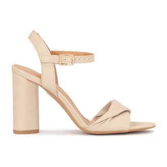 Kazar Schoenen, Dames, Beige, 39 EU, Leer, Leren sandalen op een aantrekkelijke hak
