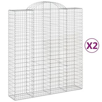Berkfield Home Arched Gabion Baskets 2 pcs 200x50x220/240 cm Galvanised Iron in Silver