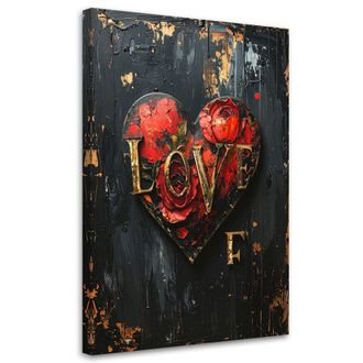 Feeby Cuadro En Lienzo, Inscripci&oacute;n De Amor Con Coraz&oacute;n En Estilo Vintage, 80x120
