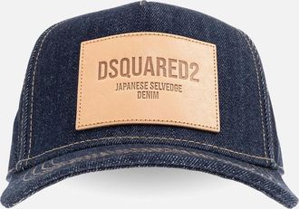 Dsquared2 Mens Leather Patch Denim Cap Blue - Size: OS