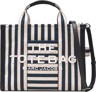 Marc Jacobs Navy Blue/White The Stripe Medium Tote