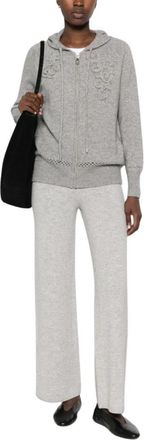 Ermanno Scervino Hooded Zip Cardigan - Dames - Vesten - Grijs - S - Truien & Vesten