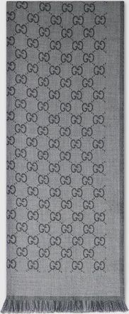 Gucci Reversible Wool Jacquard Scarf, Grey