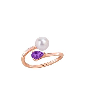 Rina Limor Rose Gold-Plated Silver 0.35 ct. tw. Gemstone & 6-6.5mm Pearl Ring