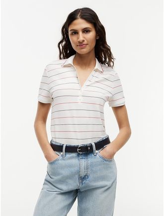 Tommy Hilfiger Womens Lightweight Pique Henley Polo - White - XL
