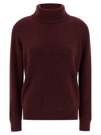Brunello Cucinelli English Coast Turtleneck Sweater Sweaters And Cardigans Bordeaux
