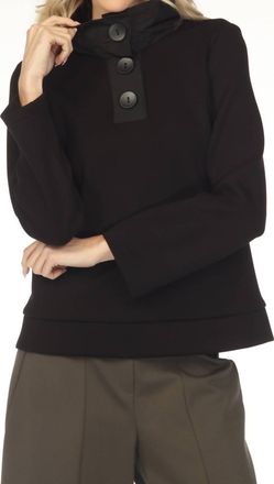 Joseph Ribkoff Funnel Collar Long Sleeve Boxy Top In Black