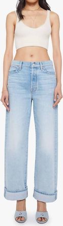 Mother Dodger Button Cuff Hover Jeans In I Could Care Less