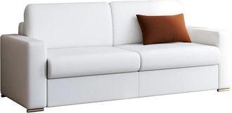 Vente-Unique Vente-unique - Divano Letto 4p. Ribalta Doghe Larghe 160cm Mater. 16cm Memory Foam - In Similpelle Bianco - Calito