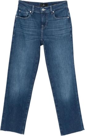 7 For All Mankind Calie Straight Ankle Raw Cut - Dames - Regular Fit Jeans - Blauw - W29 - Katoen - Jeans