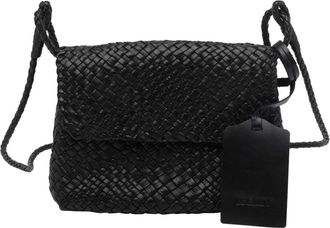 Ibeliv Black Paris Woven Leather Shoulder Bag