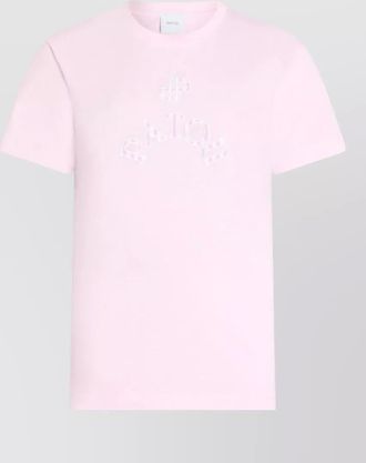 Patou crew neck top short sleeves embroidery