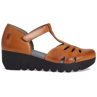 FLY London VELT224FLY Burn Leather Womens Heels Sandals - Taupe - Size:UK 8