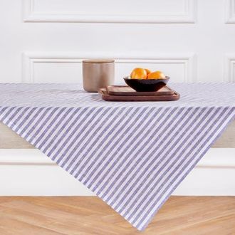 Solino Home Linen Table Throw - Amalfi Stripe, 52 x 52, 52 x 52 in Violet And White at Nordstrom, Size Small