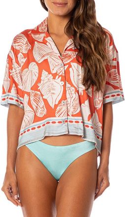 Maaji Australian Reef Octavia Cover-Up Shirt in Bright Red at Nordstrom, Size Medium