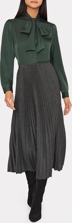 Milly Pleated Midi Skirt In Grey