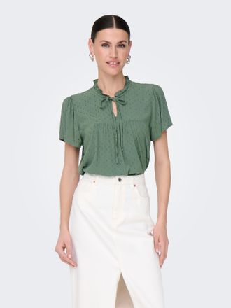 Jacqueline de Yong Kurzarmbluse JDY JDYLIMA LIFE S/S TOP WVN NOOS, Damen, Gr. 36, gr&uuml;n (laurel wreath), Web, Obermaterial: 100% Viskose, unifarben, loose fit normal, V-A