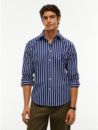 Tommy Hilfiger Mens Regular Fit Striped Oxford Shirt - Preppy Navy - XL