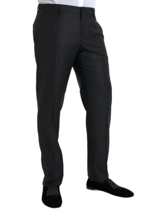 Dolce & Gabbana Wool-Silk Blend Trousers - Black