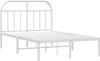 vidaXL Estructura Cama Sin Colch&oacute;n Con Cabecero Metal Blanco 135x190cm Vidaxl