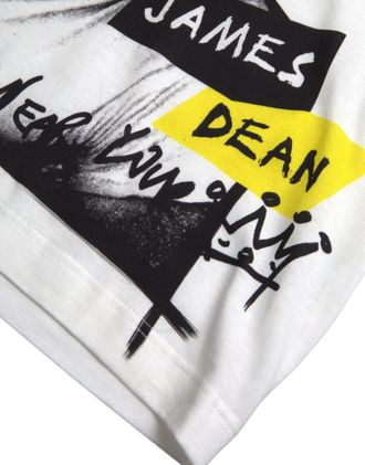 Dolce & Gabbana White Graphic Cotton Short Sleeves Men Mens T-shirt