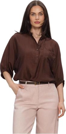 Minus Dames, Blouses & Shirts, Bruin, Maat: S Linnen