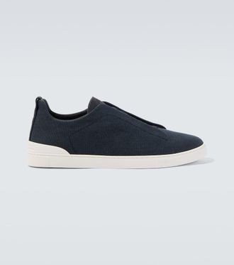 Ermenegildo Zegna Triple Stitch canvas slip-on sneakers