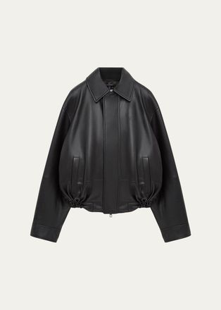 Loewe Drawstring Leather Bubble Jacket