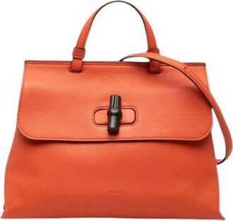 Gucci Pre-owned Daily Satchel - Dames - Vintage Handtas - Oranje - ONE Size - Leer - Vintage