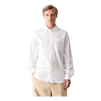 Kenzo Overhemden, Heren, Wit, S, Katoen, Weave Slim Shirt