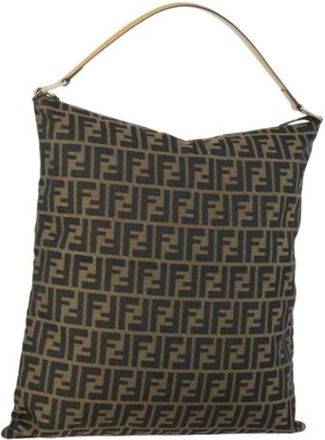 Fendi Pre-owned Shoulder Bags, female, Brown, Size: ONE SIZE Pre-owned Vintage Canvas Shoulder Bag