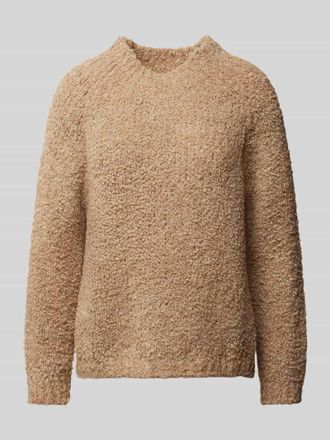 Zabaione Strickpullover mit gerippten Abschlüssen in Taupe, Größe S/M