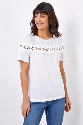 Roman Lace Detail Jersey T-Shirt